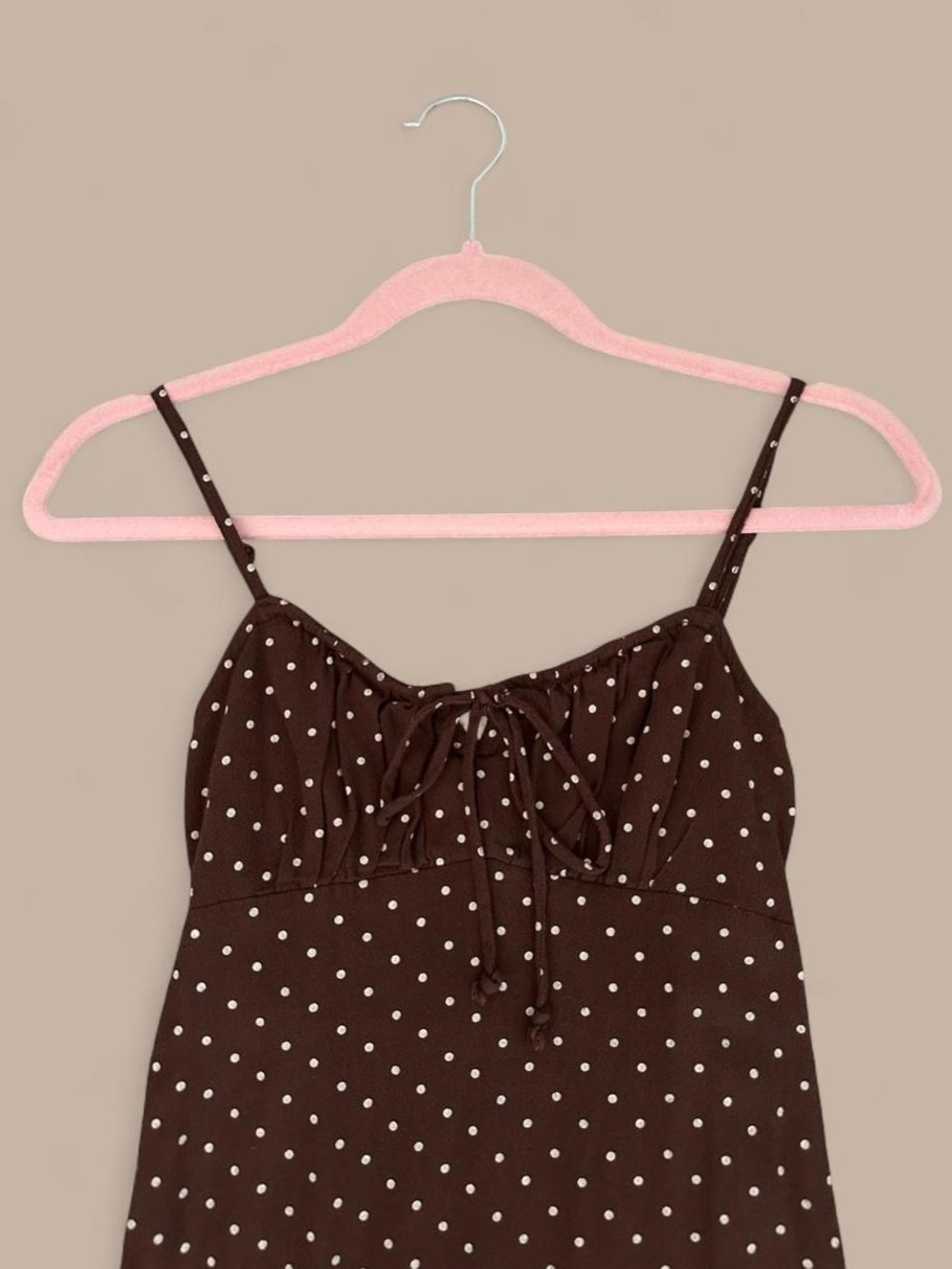 American Eagle Brown Polka Dot Midi Dress - Picture 4 of 8